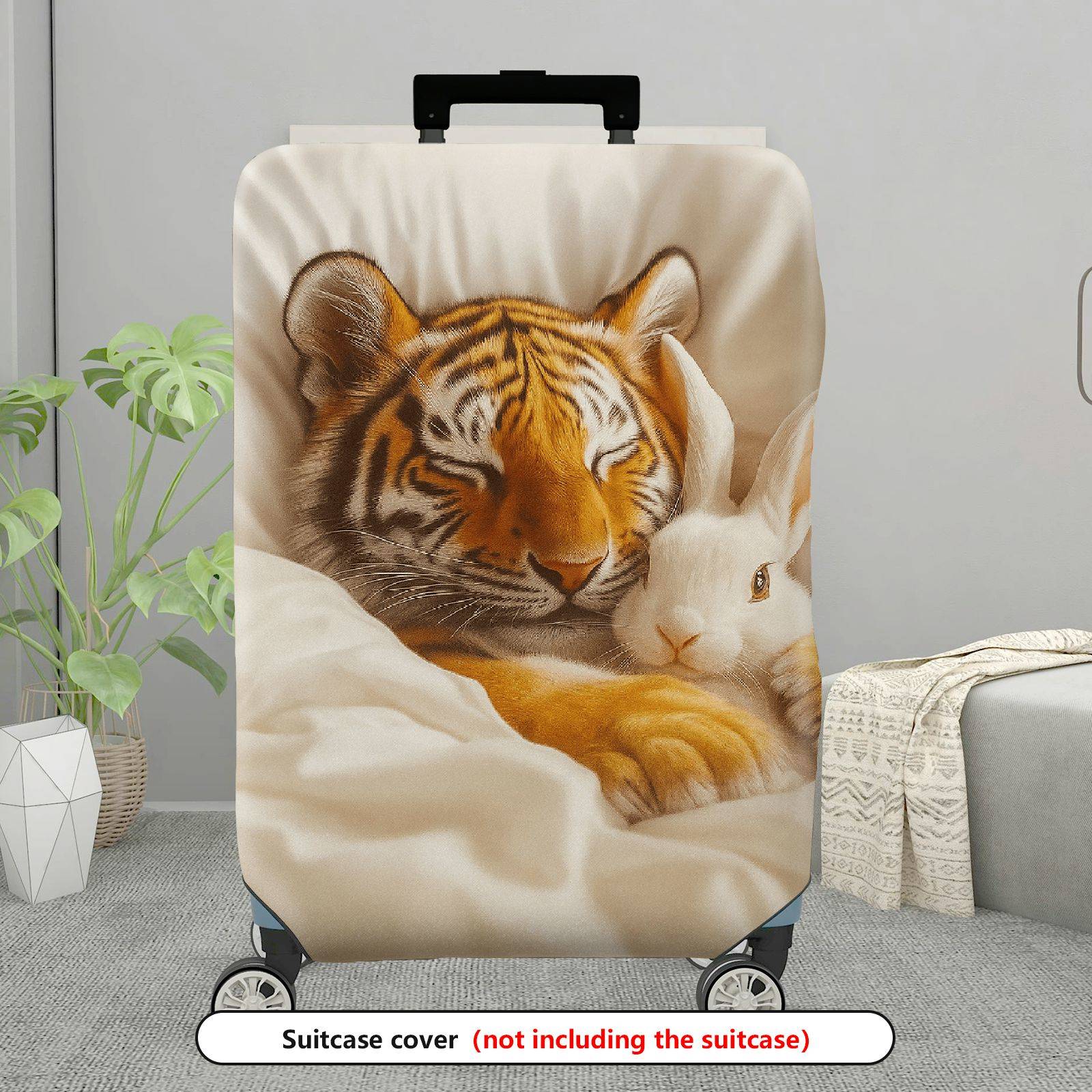 1-Piece Animal Tiger Rabbit Cozy Cute Stylish Warm  Suitcase Luggage Cover, Stretch Protective Sleeve