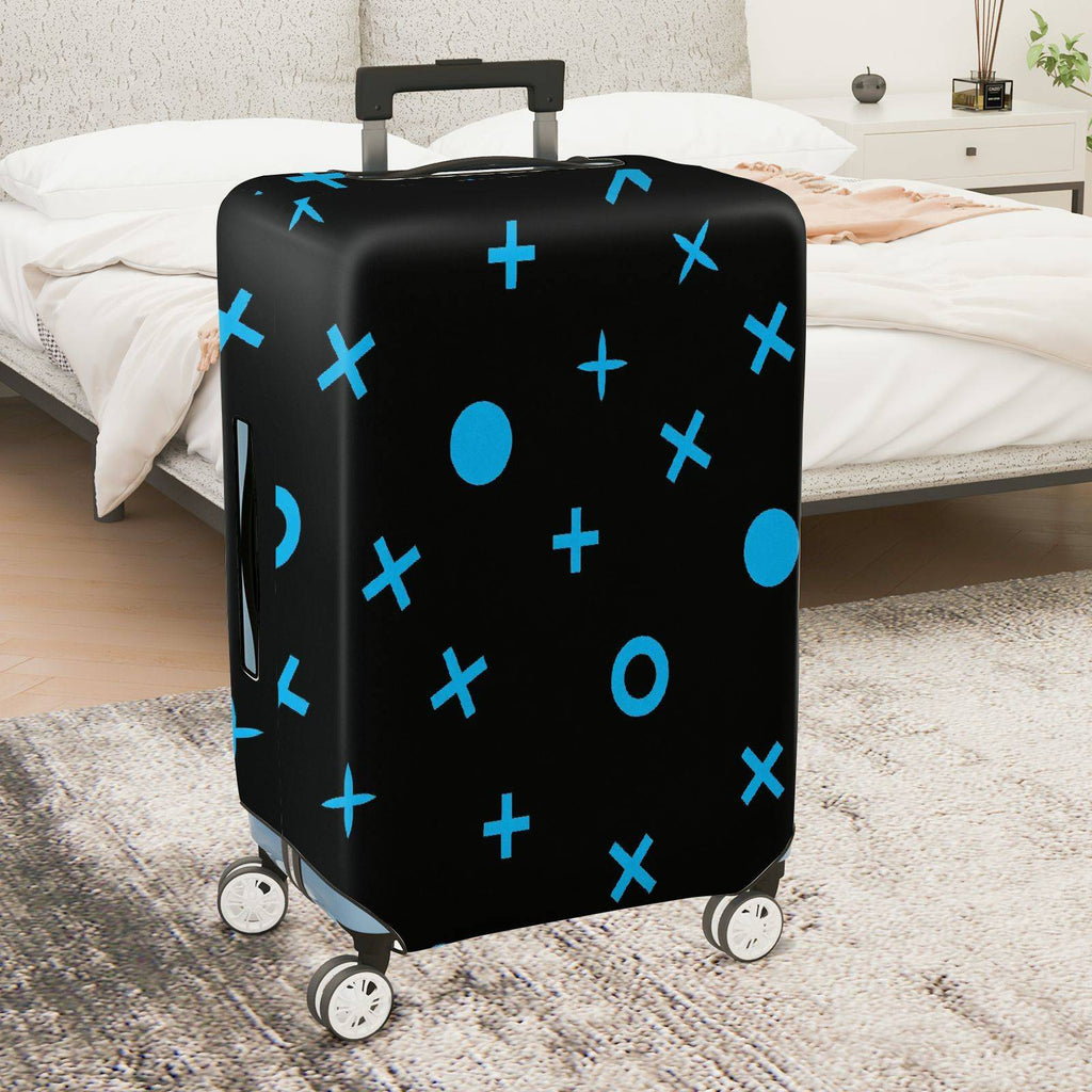 1-Piece Blue Black Graphic Abstract Modern Contemporary Geometric  Suitcase Luggage Cover, Stretch Protective Sleeve