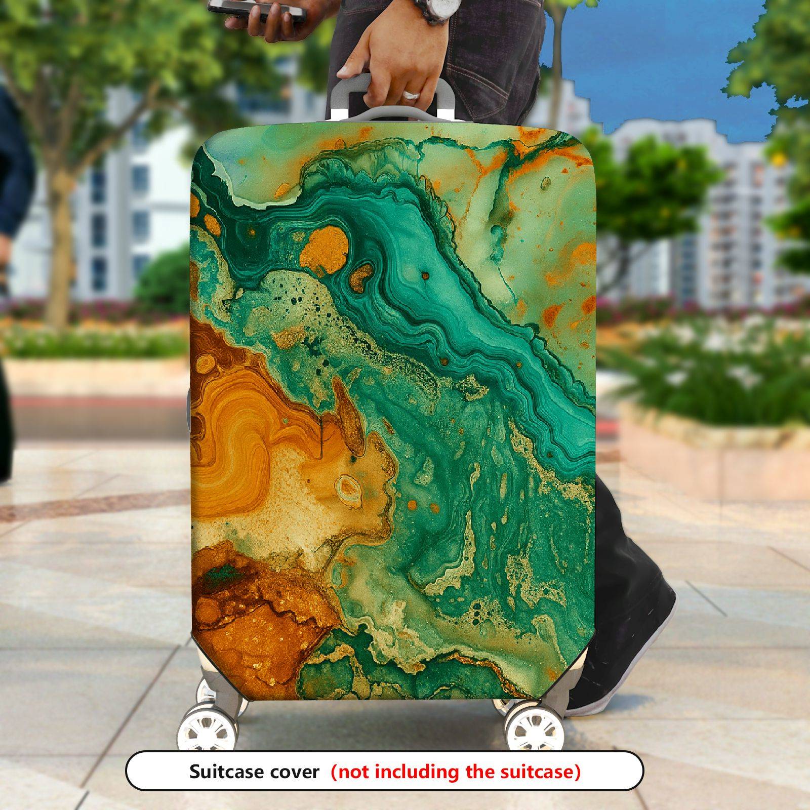 1-Piece Abstract Texture Art Marble Pattern  Suitcase Luggage Cover, Stretch Protective Sleeve