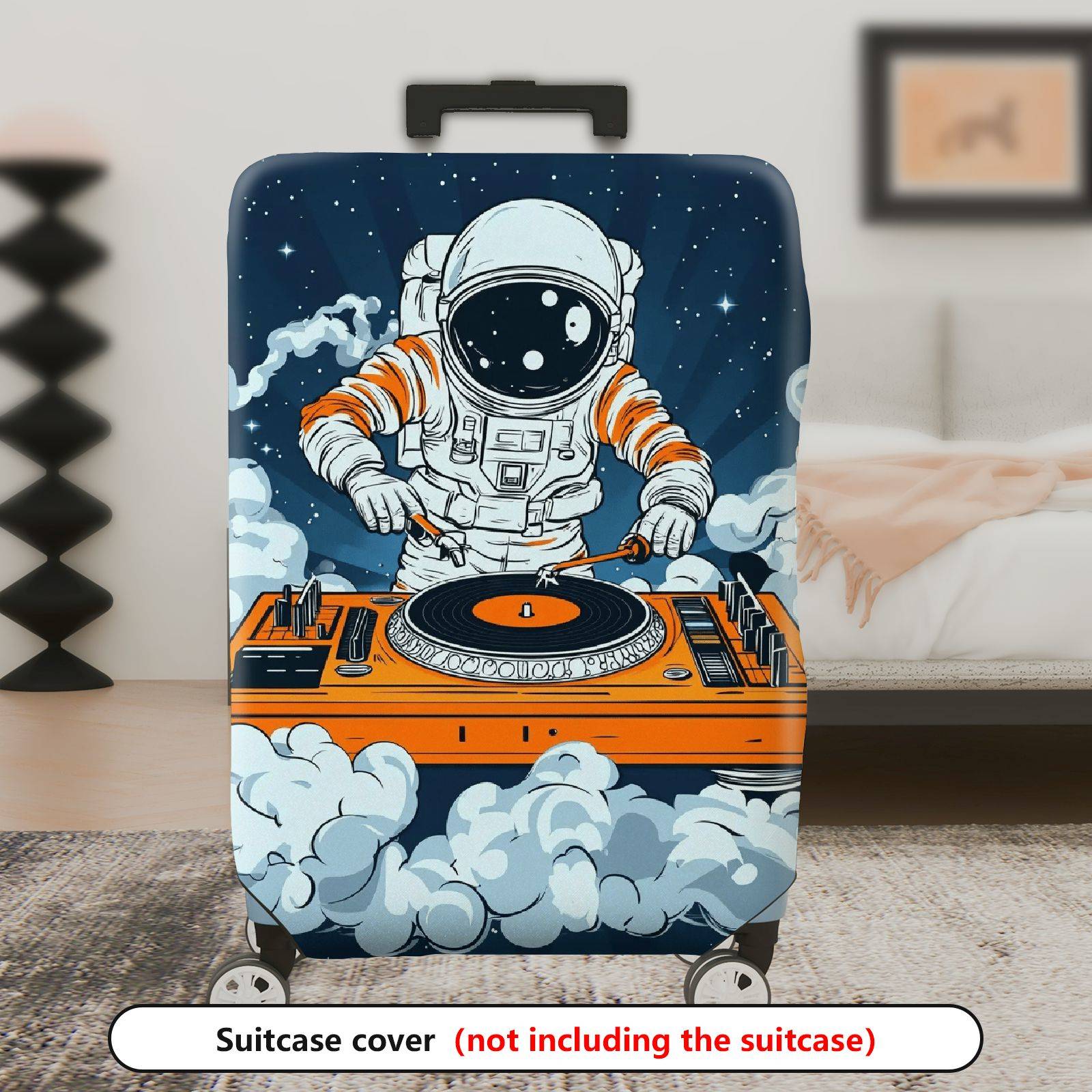 1-Piece Astronaut DJ Music Space Clouds Universe  Suitcase Luggage Cover, Stretch Protective Sleeve