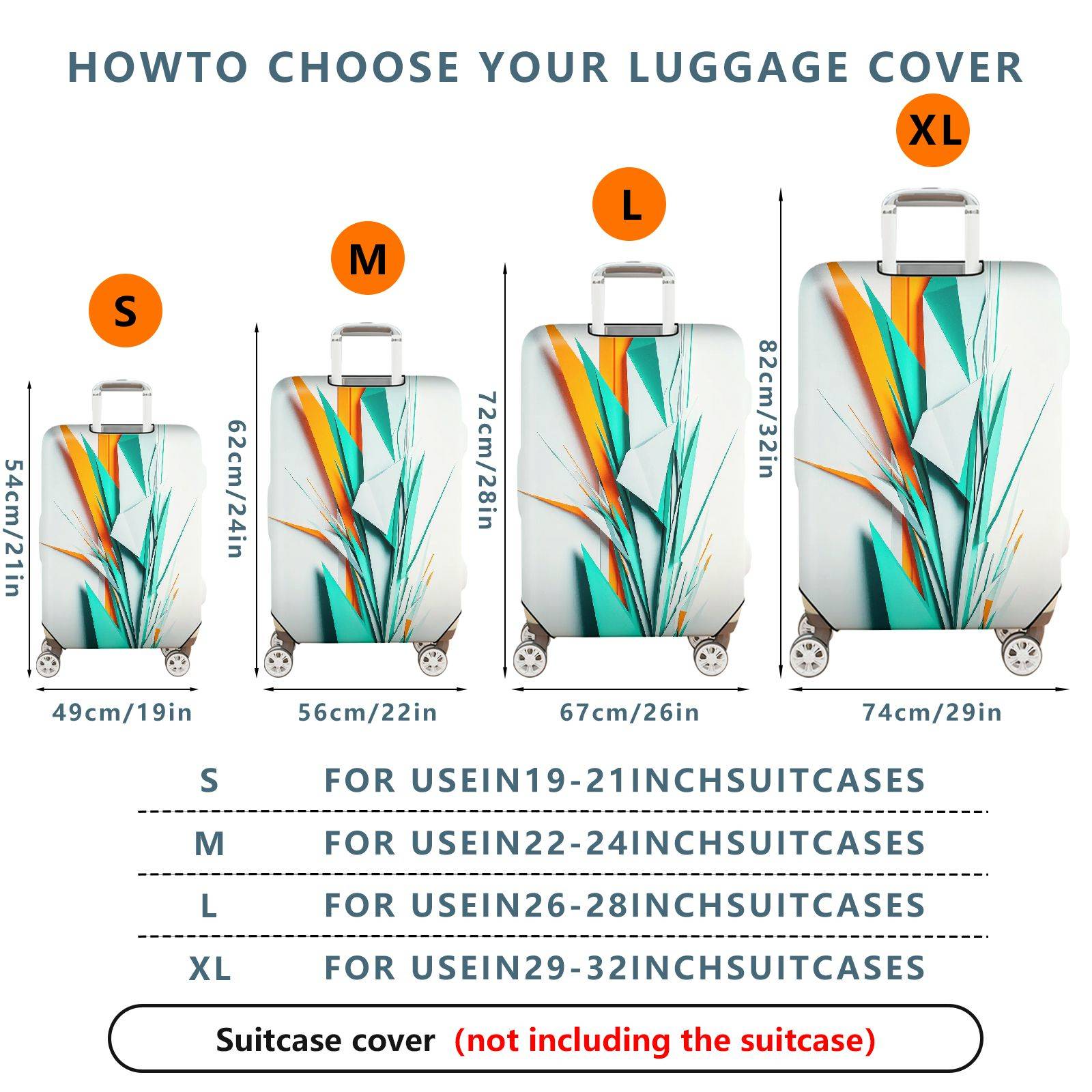 1-Piece Geometric Abstract Modern Colorful Vibrant Artistic  Suitcase Luggage Cover, Stretch Protective Sleeve