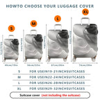 1-Piece Abstract Modern Artistic Minimalist Black White Swirl  Suitcase Luggage Cover, Stretch Protective Sleeve