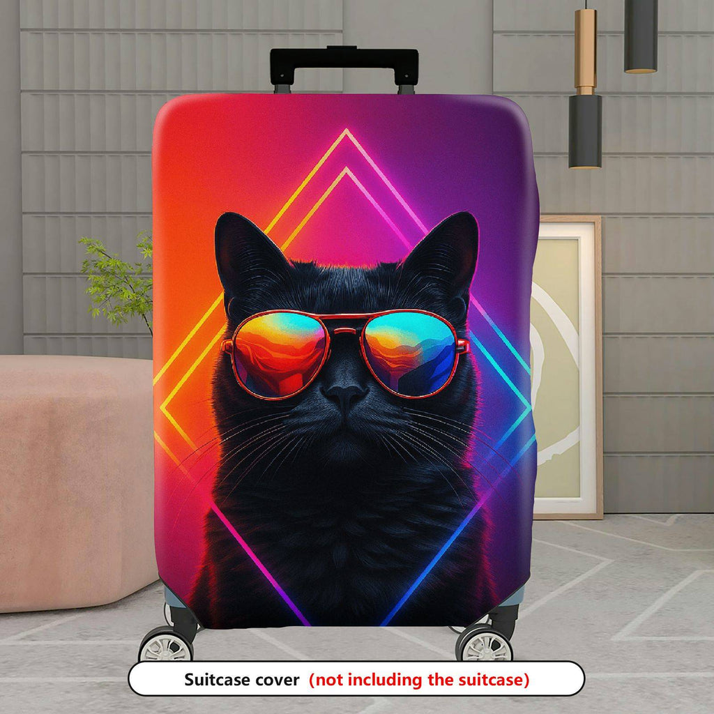 1-Piece Cat Sunglasses  Geometric Cool Trendy  Suitcase Luggage Cover, Stretch Protective Sleeve