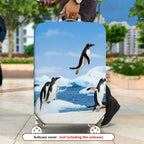 1-Piece Antarctic Penguin Ice Ocean Travel Adventure  Suitcase Luggage Cover, Stretch Protective Sleeve