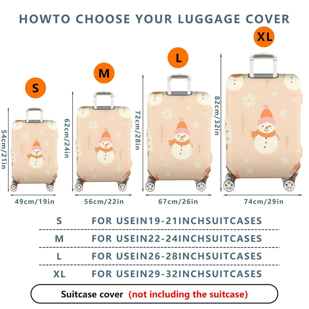 1-Piece Snowman Winter Christmas Holiday Festive  Suitcase Luggage Cover, Stretch Protective Sleeve