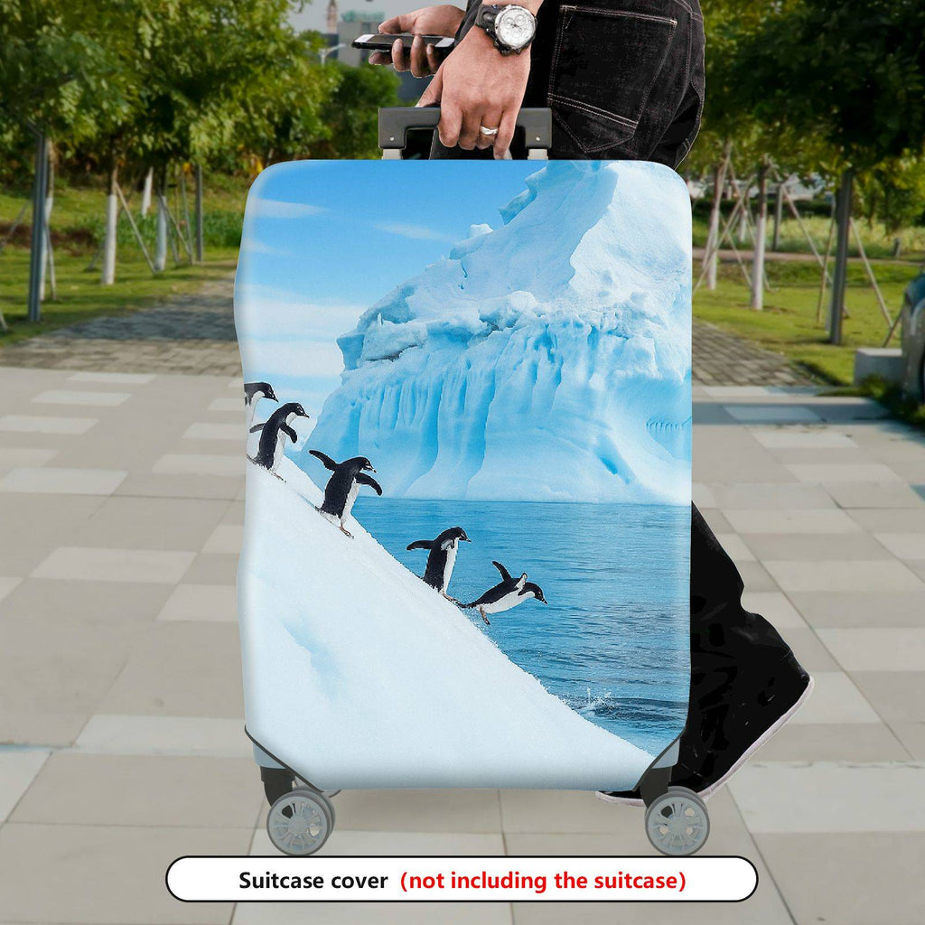 1-Piece Penguin Iceberg Ocean Winter Landscape Nature  Suitcase Luggage Cover, Stretch Protective Sleeve