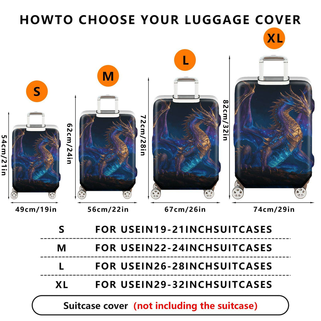1-Piece Galaxy Dragon Fantasy Mythical Cosmic Starry  Suitcase Luggage Cover, Stretch Protective Sleeve