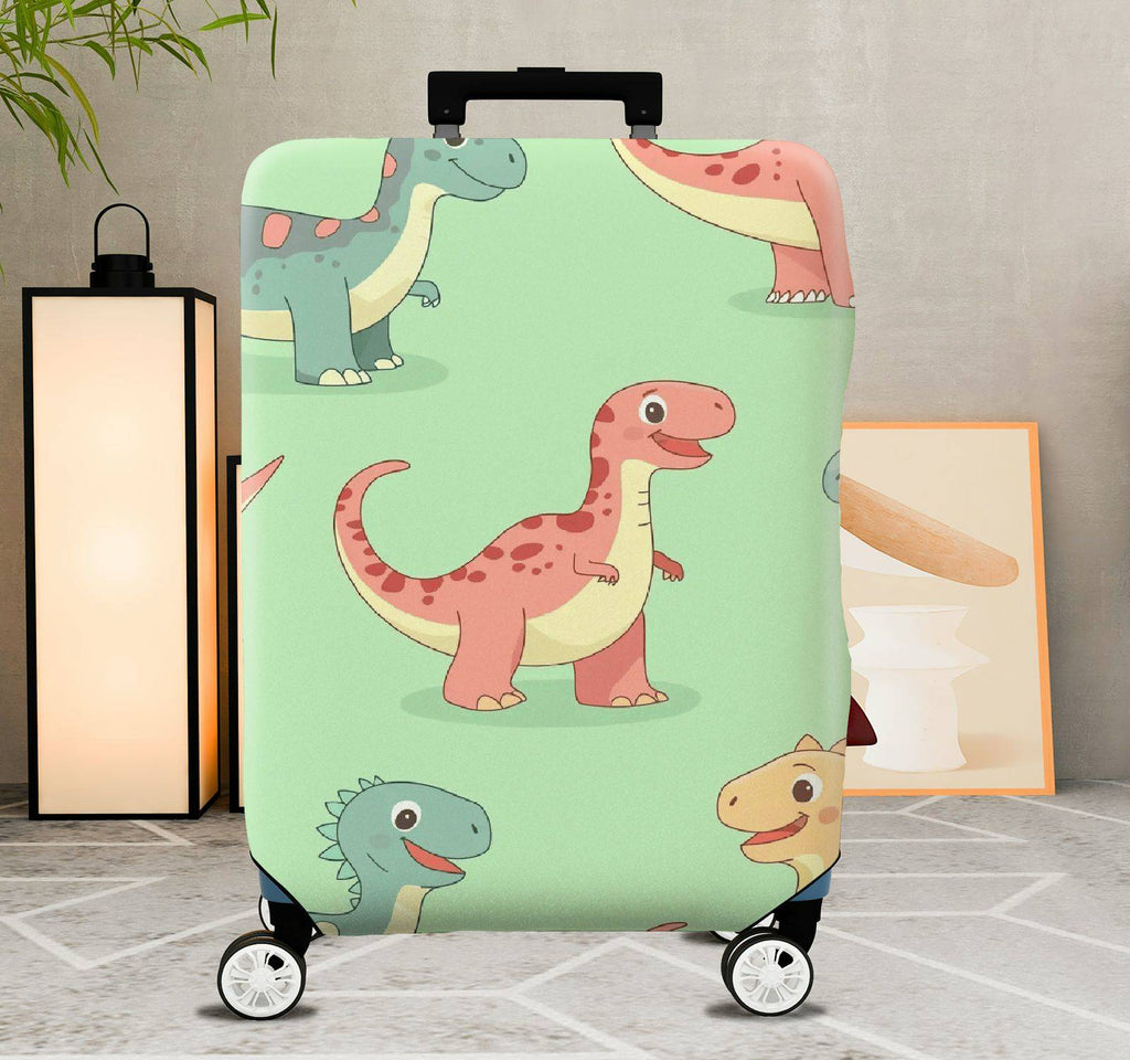 1-Piece Adorable Dinosaur  Fun Colorful Whimsical  Suitcase Luggage Cover, Stretch Protective Sleeve
