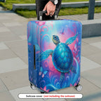 1-Piece Turtle Ocean Butterfly Colorful Artistic Nature  Suitcase Luggage Cover, Stretch Protective Sleeve