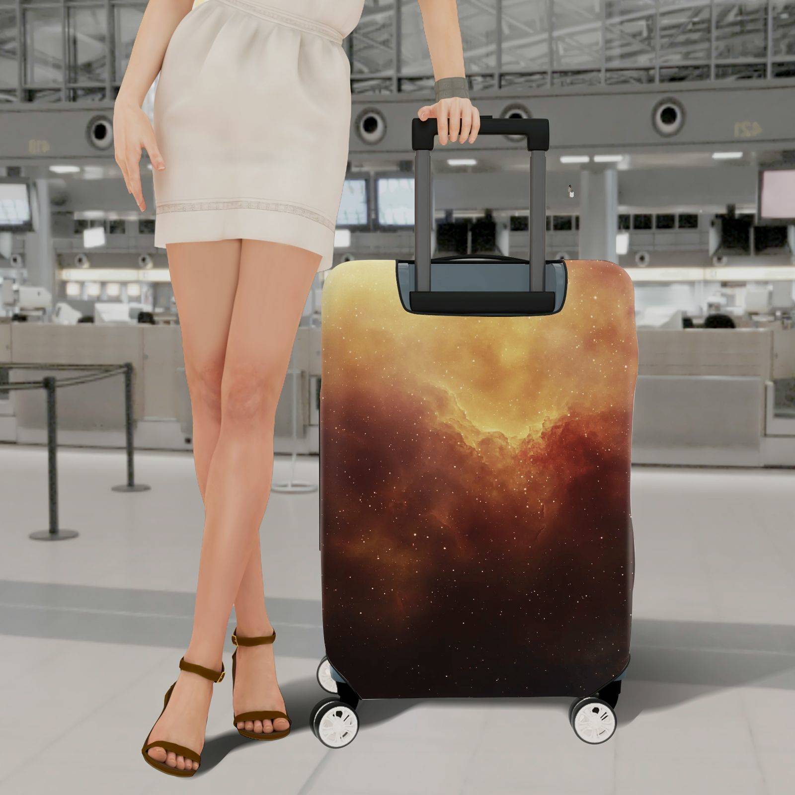 1-Piece Galaxy Nebula Cosmic Starry Universe Astral  Suitcase Luggage Cover, Stretch Protective Sleeve