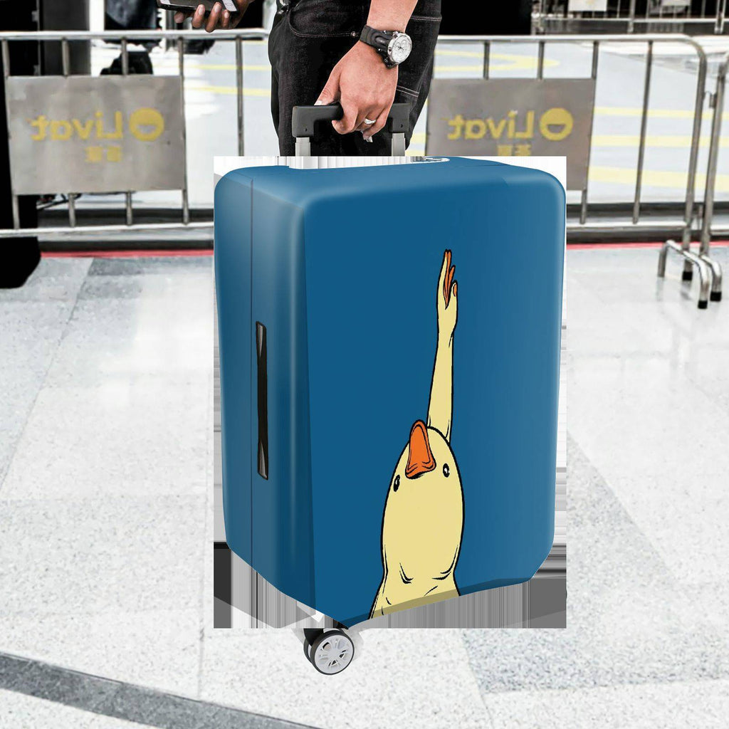 1-Piece Animal Duck Blue  Whimsical Cute  Suitcase Luggage Cover, Stretch Protective Sleeve