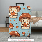 1-Piece Cute Mushroom Autumn Leaf  Printed  Suitcase Luggage Cover, Stretch Protective Sleeve