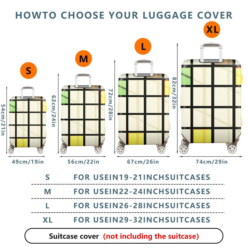 1-Piece Modern Art Geometric Multicolor Checkered Graphic  Suitcase Luggage Cover, Stretch Protective Sleeve