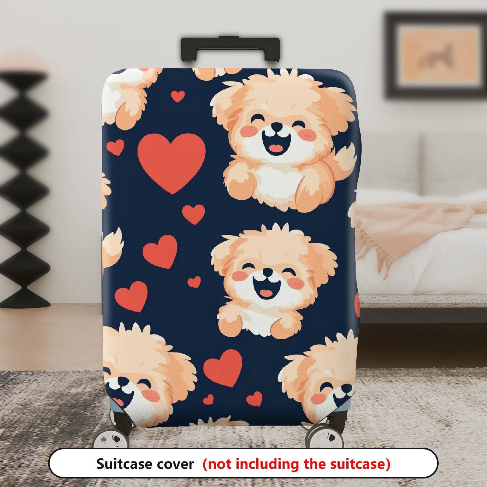 1-Piece Cute Dog Heart  Travel Holiday Fun  Suitcase Luggage Cover, Stretch Protective Sleeve