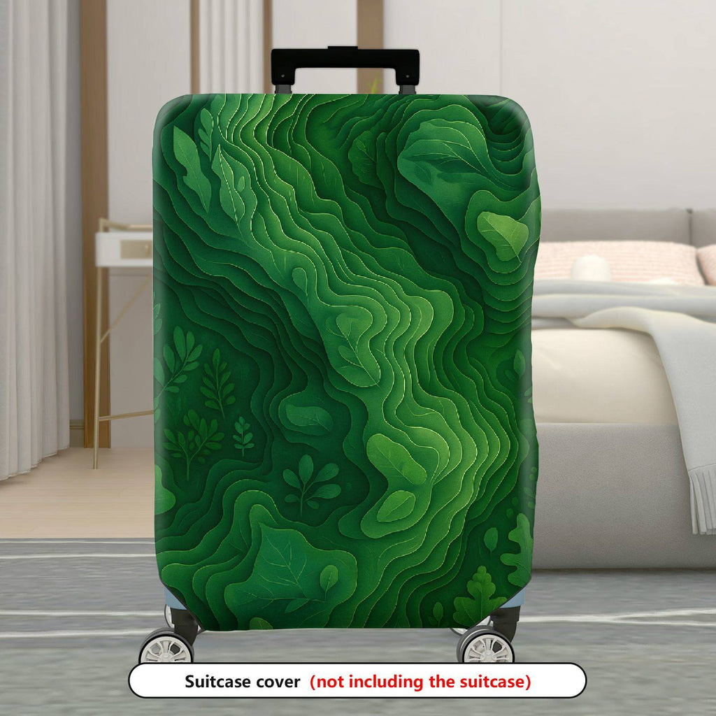 1-Piece Green Forest Nature Wilderness Topographic Landscape  Suitcase Luggage Cover, Stretch Protective Sleeve