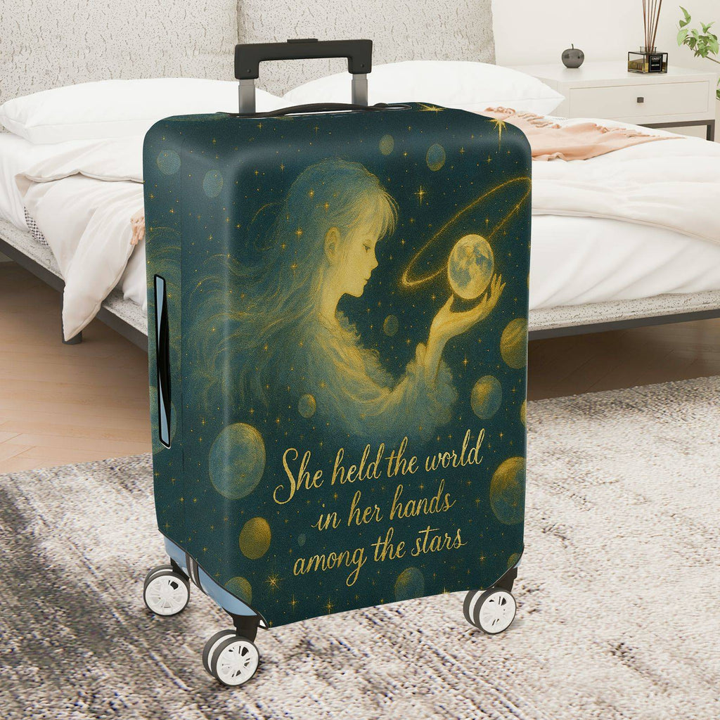 1-Piece Cosmic Starry Dream Girl Universe Art Astral  Suitcase Luggage Cover, Stretch Protective Sleeve