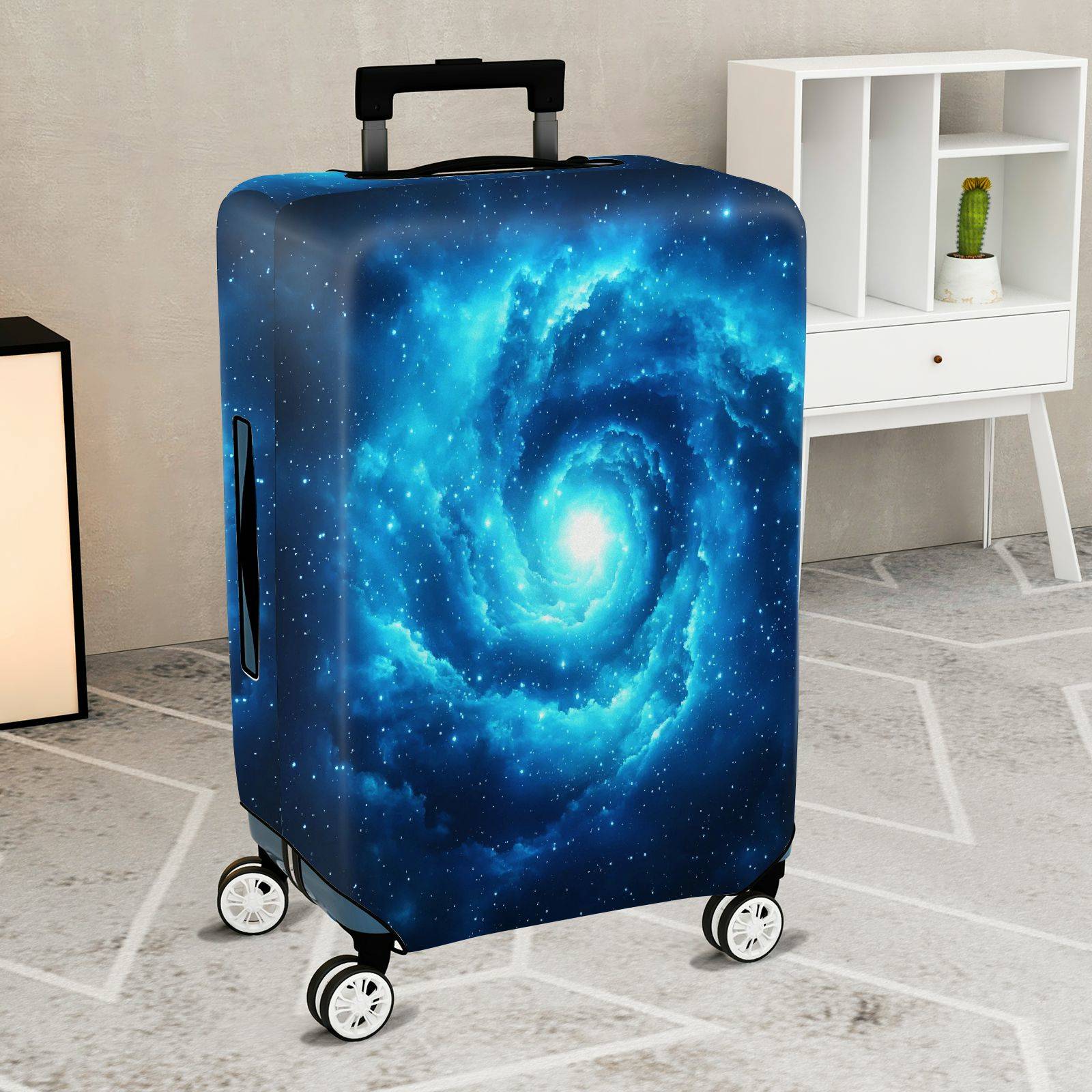 1-Piece Galaxy Nebula Blue Cosmic Star Spiral  Suitcase Luggage Cover, Stretch Protective Sleeve