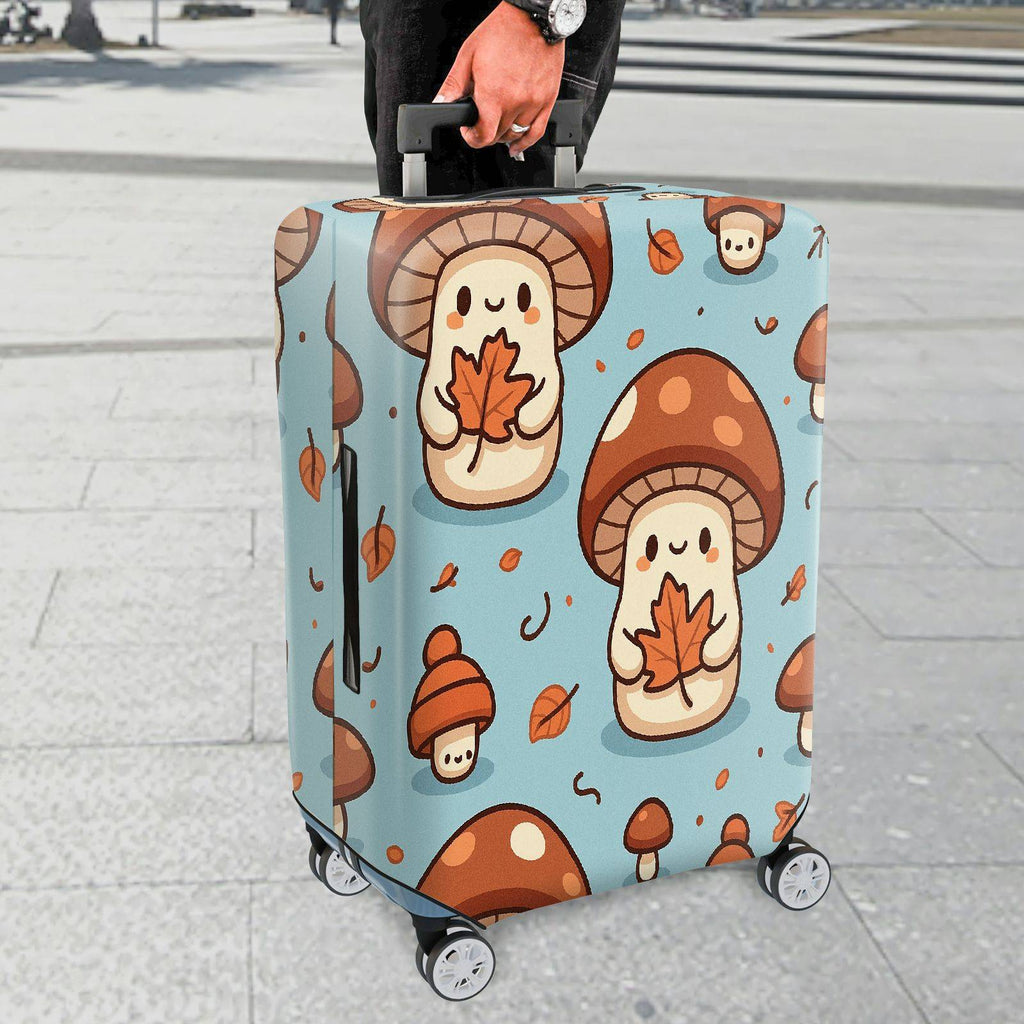 1-Piece Cute Mushroom Autumn Leaf  Printed  Suitcase Luggage Cover, Stretch Protective Sleeve