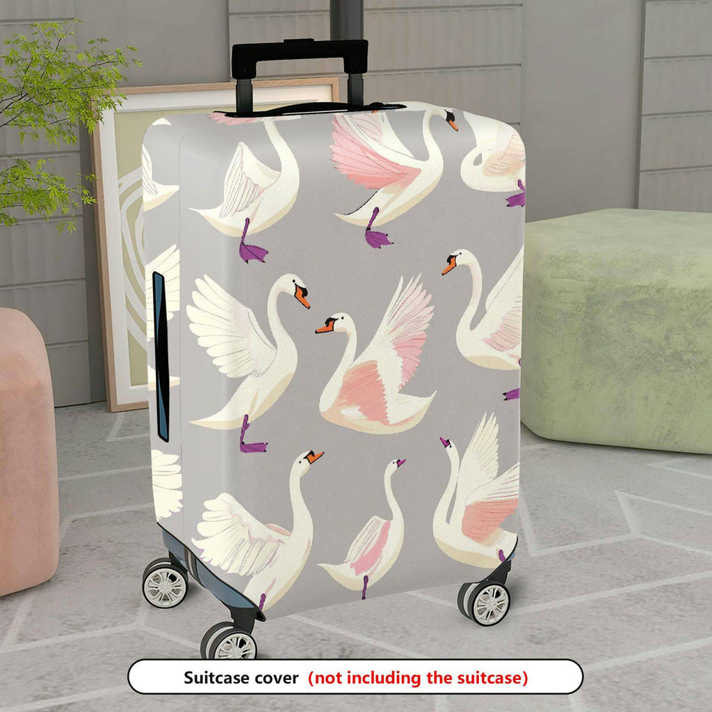 1-Piece Swan Feather Elegant Graceful Pink Artistic  Suitcase Luggage Cover, Stretch Protective Sleeve