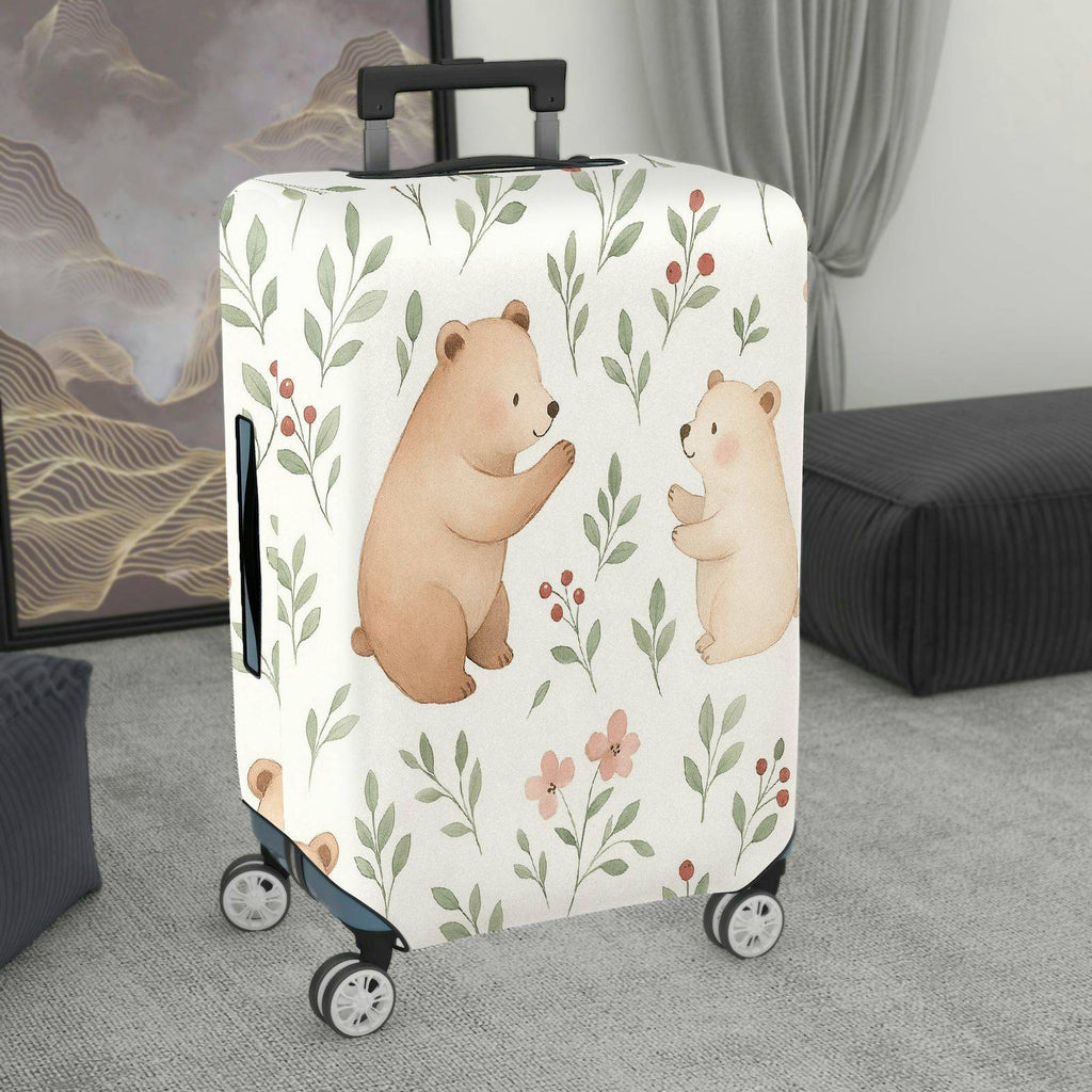 1-Piece Cute Bear Floral  Pattern  Suitcase Luggage Cover, Stretch Protective Sleeve