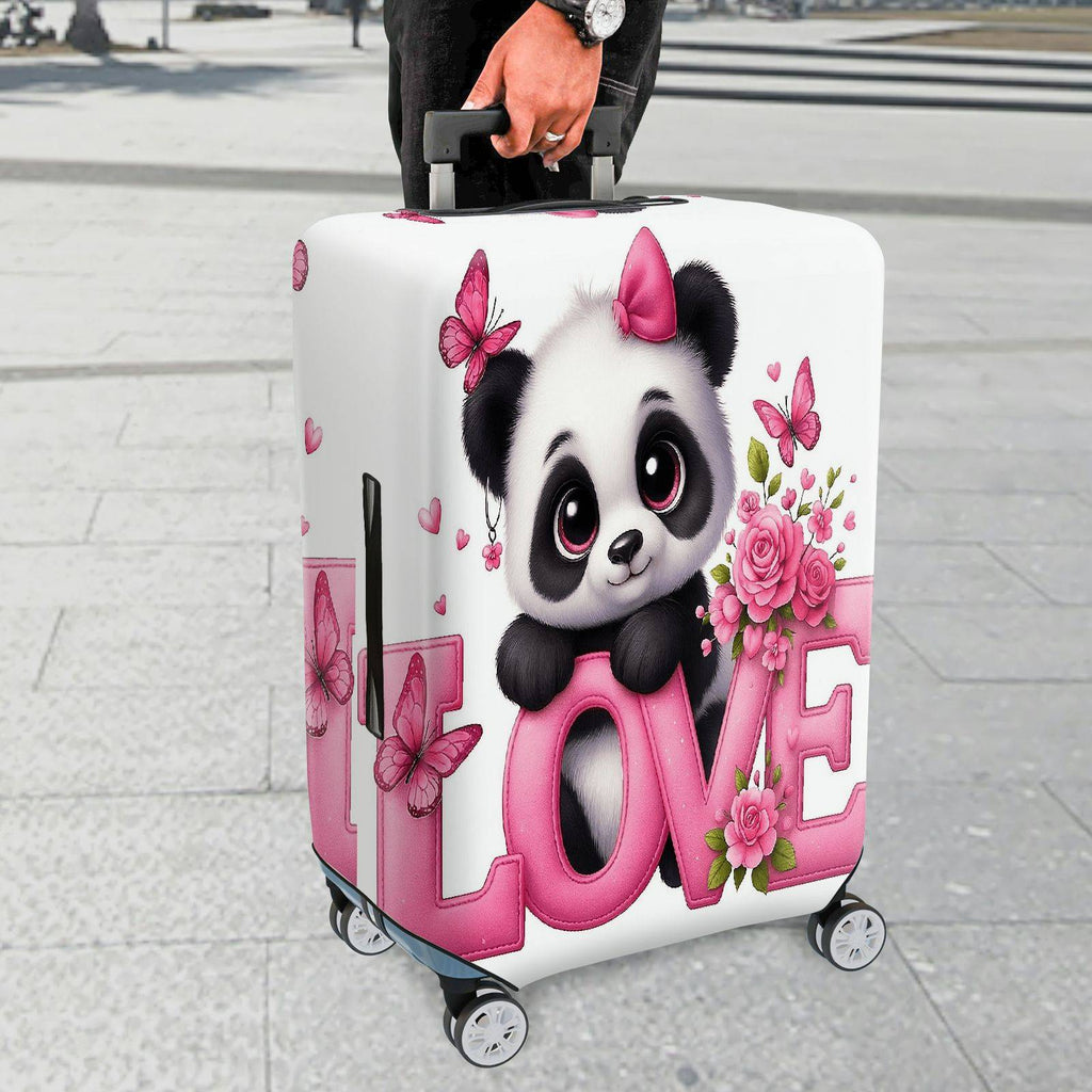 1-Piece Cute Panda Flower Love Butterfly Pink  Suitcase Luggage Cover, Stretch Protective Sleeve