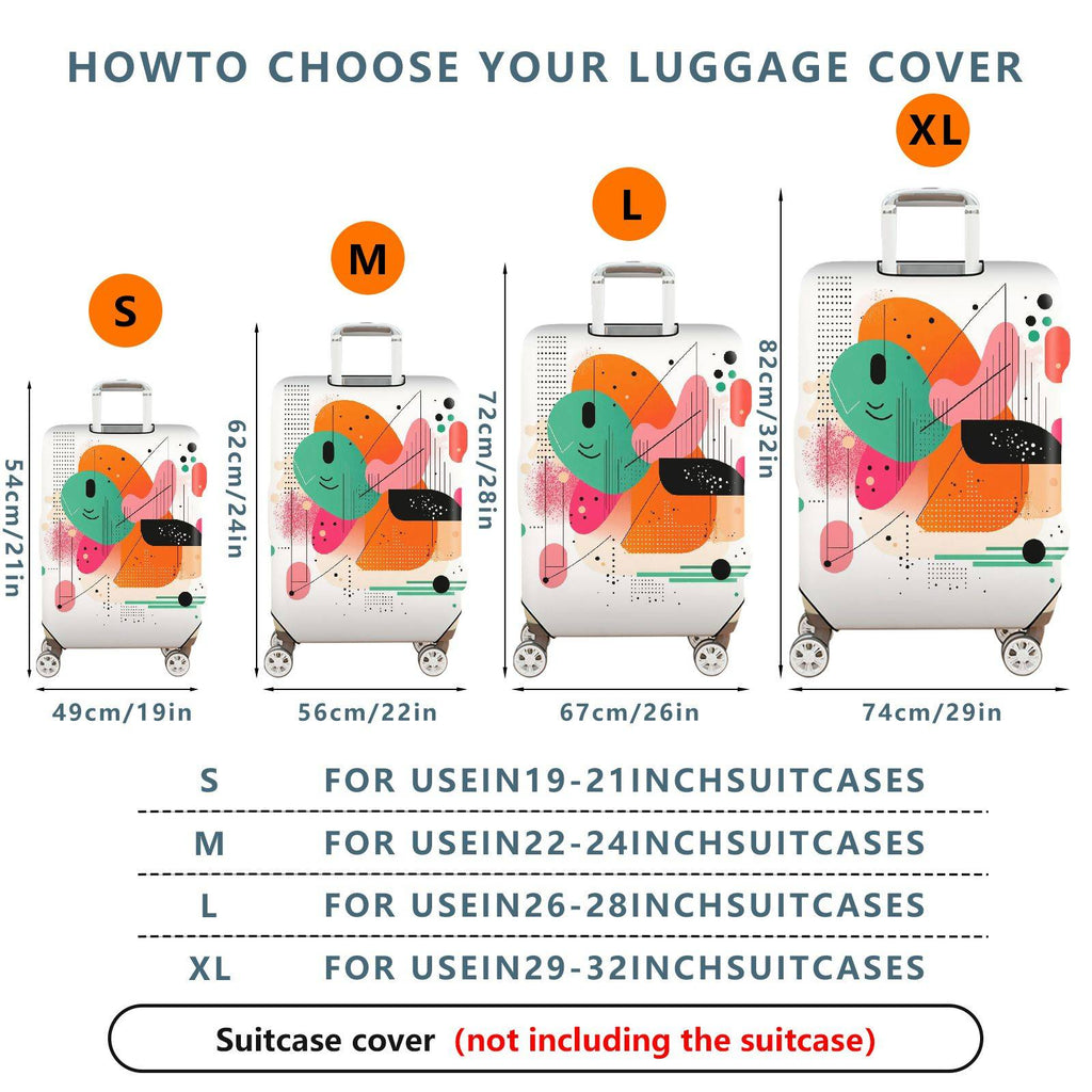 1-Piece Abstract Geometric Colorful Artistic Unique Modern  Suitcase Luggage Cover, Stretch Protective Sleeve