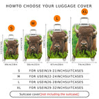 1-Piece Animal Wildlife Nature Green Buffalo Grass  Suitcase Luggage Cover, Stretch Protective Sleeve