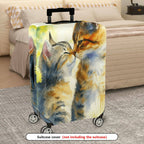 1-Piece Abstract Watercolor Cat Couple Animal Art  Suitcase Luggage Cover, Stretch Protective Sleeve