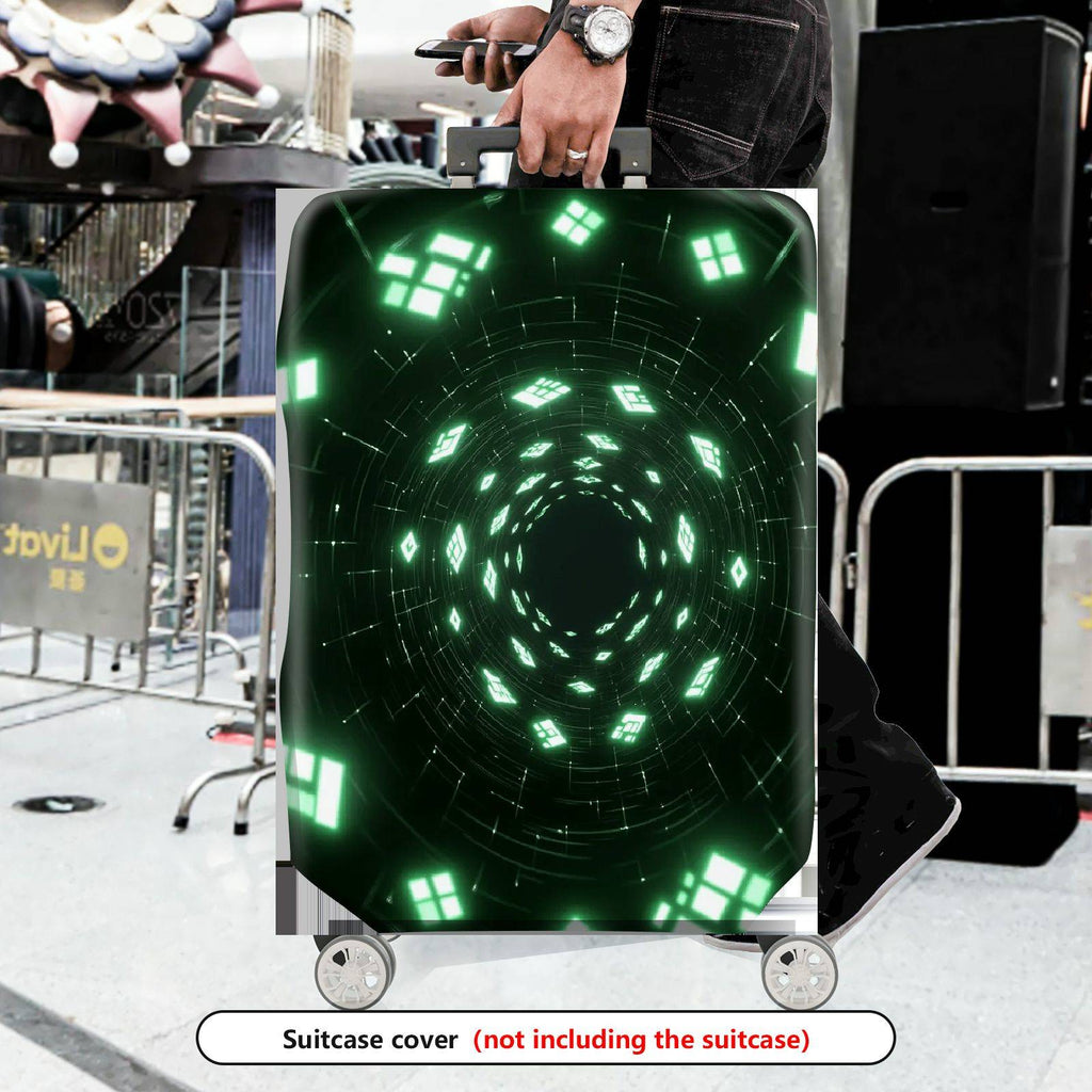 1-Piece Geometric Futuristic  Abstract Digital Matrix  Suitcase Luggage Cover, Stretch Protective Sleeve