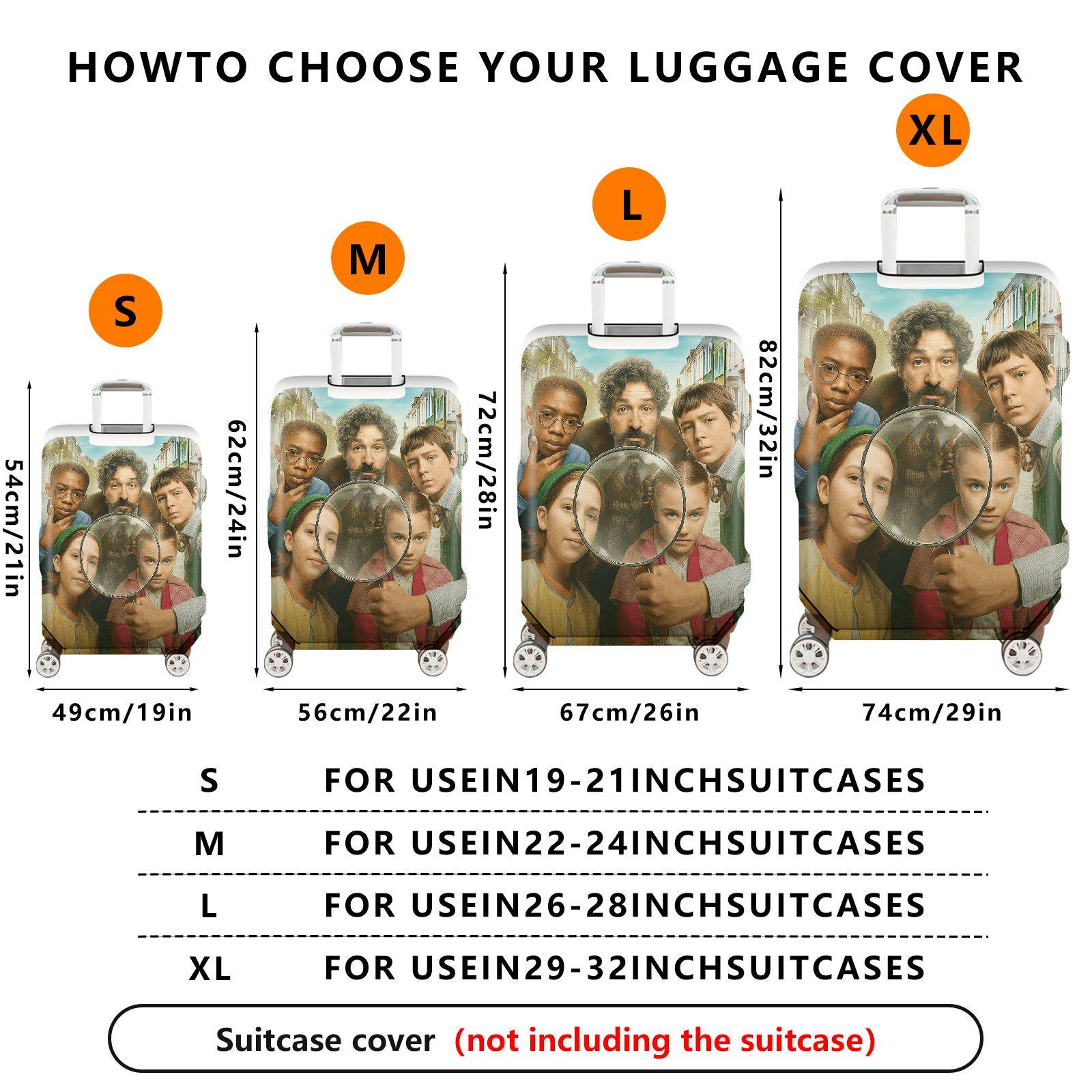 1-Piece Family Nostalgia Vintage Artistic Classic Streets Happy Tour  Suitcase Luggage Cover, Stretch Protective Sleeve