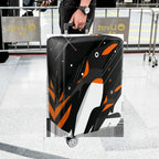 1-Piece Penguin Black White Orange Geometric Modern Travel  Suitcase Luggage Cover, Stretch Protective Sleeve