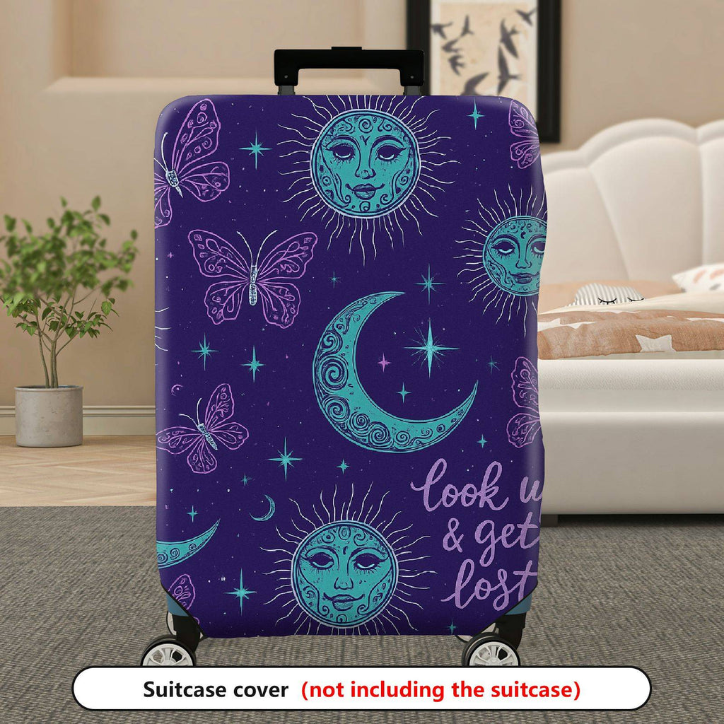 1-Piece Moon Star Butterfly Quote Cosmic Galaxy  Suitcase Luggage Cover, Stretch Protective Sleeve