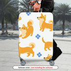 1-Piece Cute Dog Floral  Fun Colorful Whimsical  Suitcase Luggage Cover, Stretch Protective Sleeve