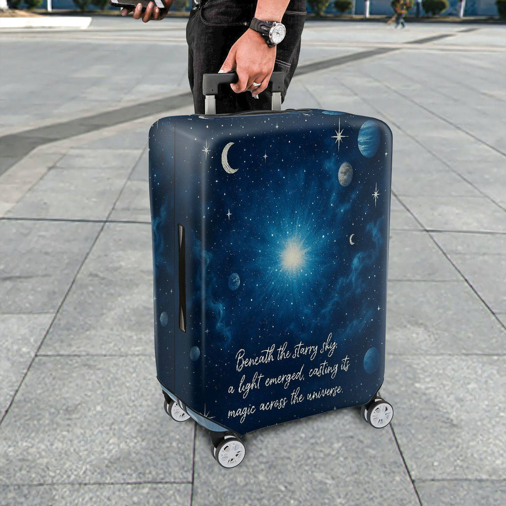 1-Piece Starry Night Cosmic Universe Galaxy Celestial Moon  Suitcase Luggage Cover, Stretch Protective Sleeve