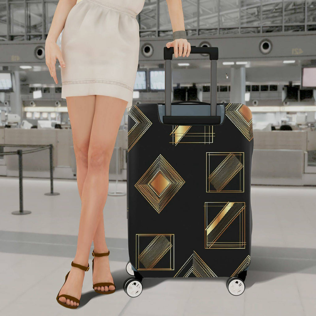 1-Piece Geometric Gold Metallic Abstract Elegant Stylish Artistic  Suitcase Luggage Cover, Stretch Protective Sleeve