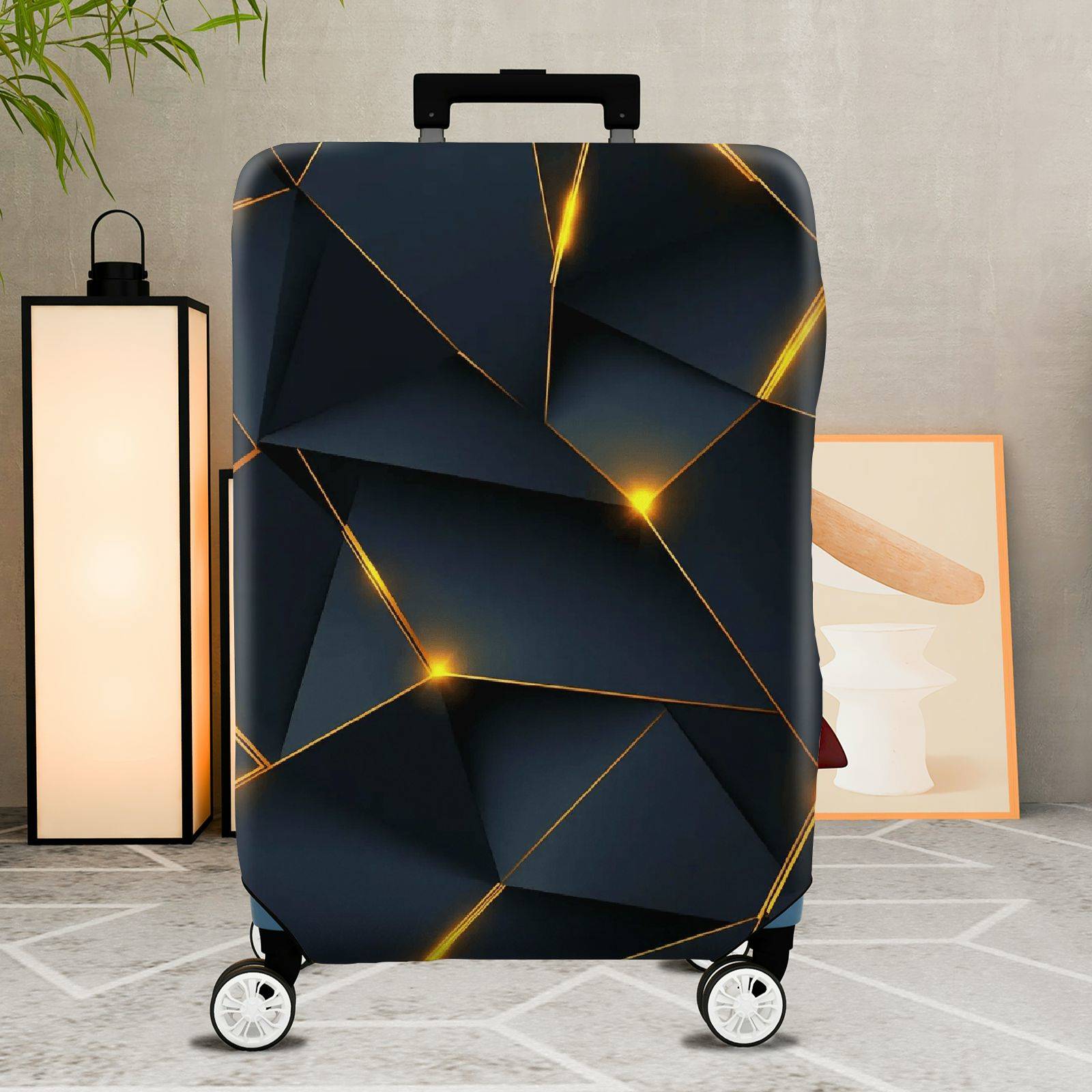 1-Piece Geometric Abstract Modern Artistic Elegant Stylish  Suitcase Luggage Cover, Stretch Protective Sleeve