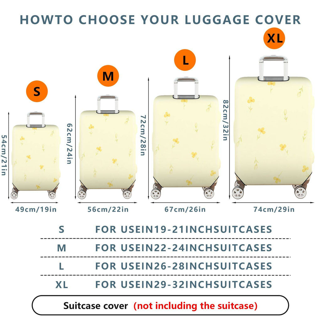 1-Piece Floral Botanical Watercolor Simple Yellow  Suitcase Luggage Cover, Stretch Protective Sleeve