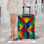 1-Piece Colorful Geometric Diamond Pattern Luggage  Suitcase Luggage Cover, Stretch Protective Sleeve