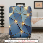 1-Piece Geometric Blue Gold Abstract Modern Stylish Artistic  Suitcase Luggage Cover, Stretch Protective Sleeve
