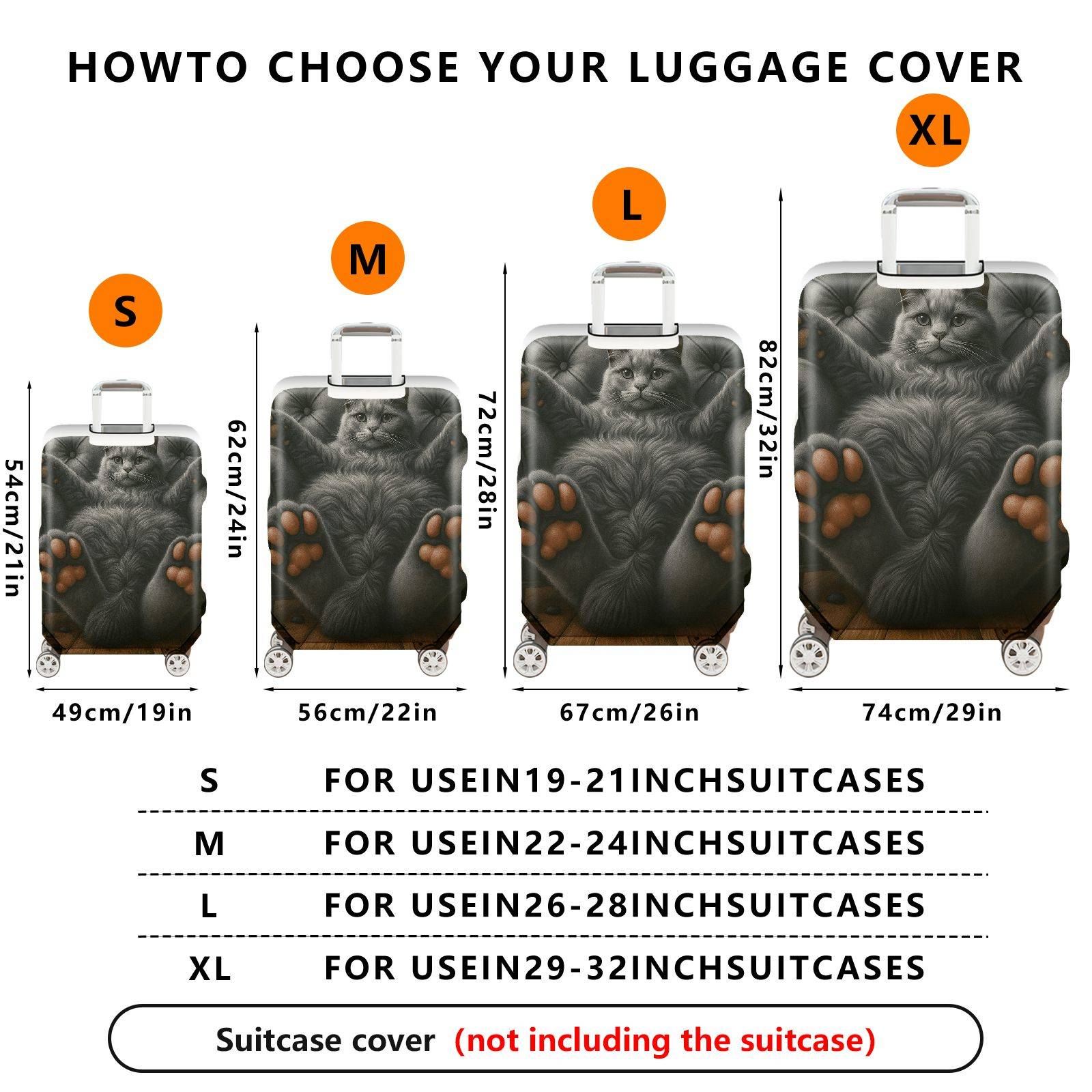 1-Piece Animal Paw Cushion Sofa Fluffy Playful Relax  Suitcase Luggage Cover, Stretch Protective Sleeve