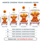 1-Piece Cute Cow  Floral Bowknot Funny Text  Suitcase Luggage Cover, Stretch Protective Sleeve