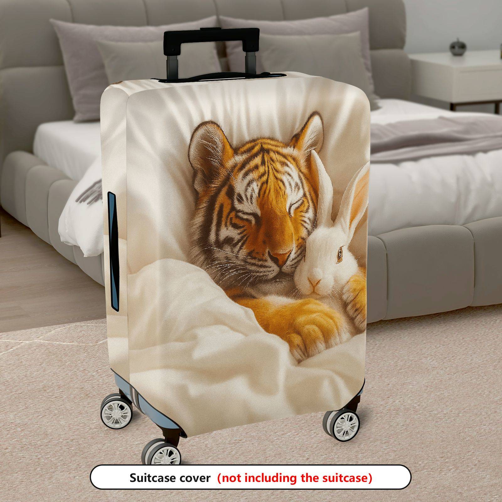 1-Piece Animal Tiger Rabbit Cozy Cute Stylish Warm  Suitcase Luggage Cover, Stretch Protective Sleeve