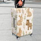 1-Piece Cute Bunny Horse Floral Leaf Pastoral Animal  Suitcase Luggage Cover, Stretch Protective Sleeve