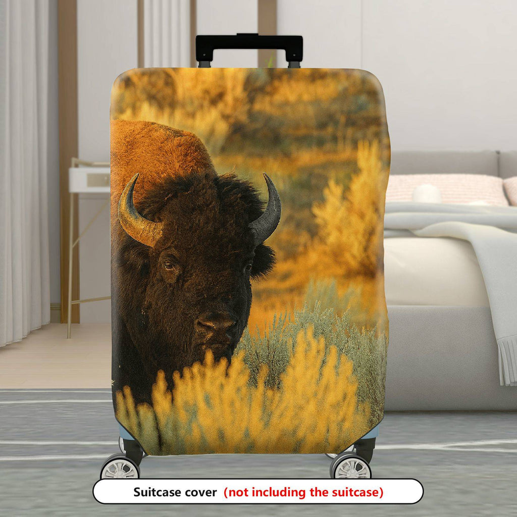 1-Piece Wildlife Nature Bison Landscape Travel Adventure  Suitcase Luggage Cover, Stretch Protective Sleeve