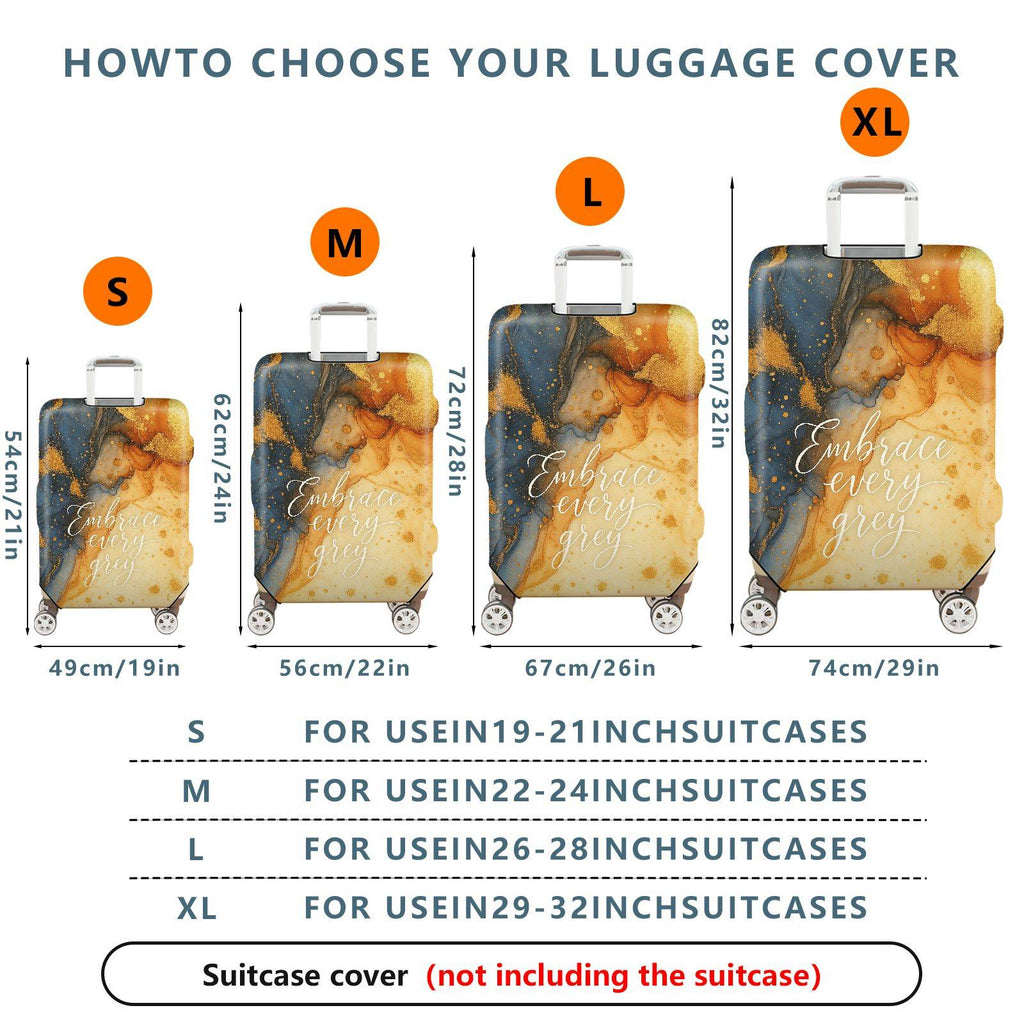 1-Piece Abstract Artistic Splash Golden Blue Marble Whirl  Suitcase Luggage Cover, Stretch Protective Sleeve