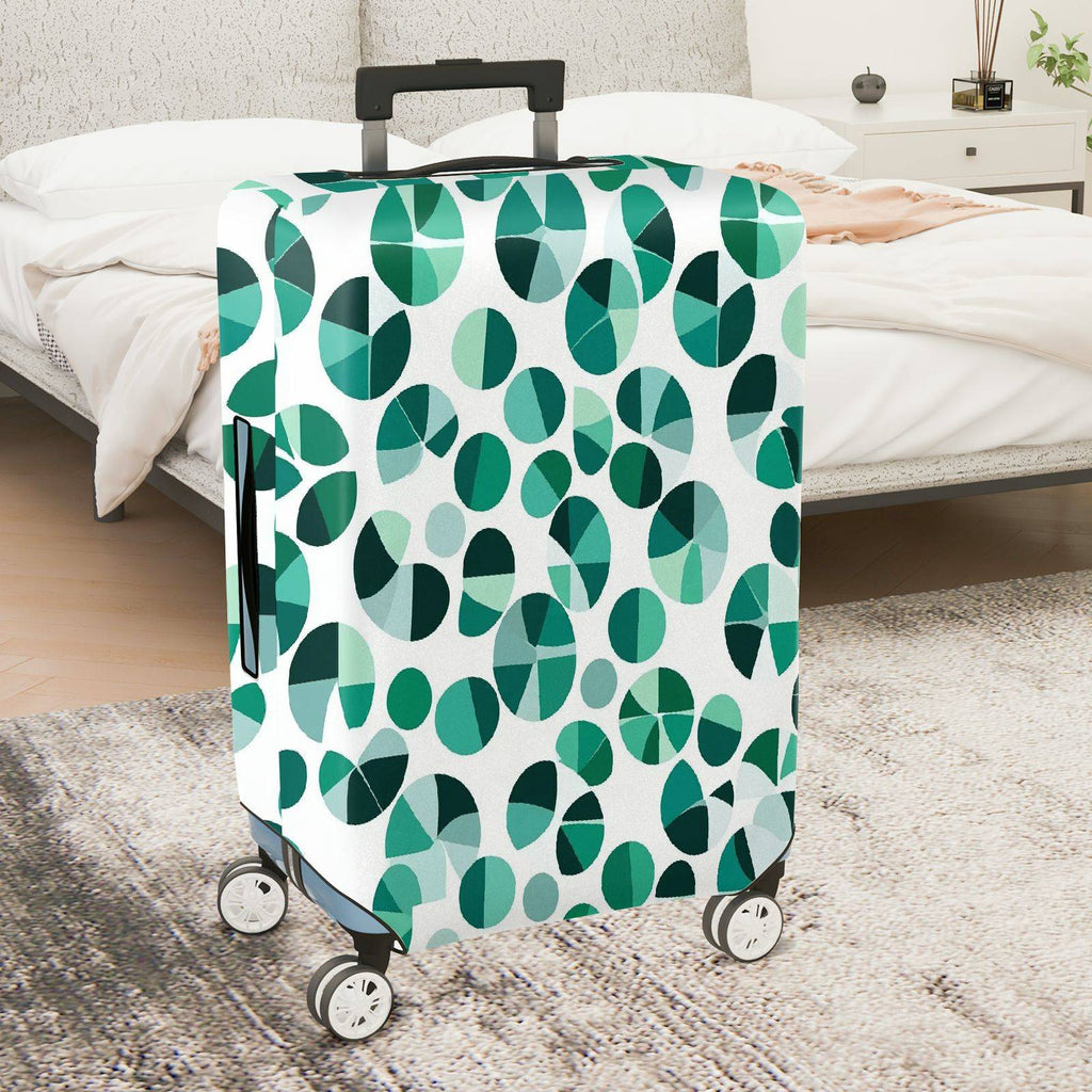 1-Piece Geometric Green Blue Circular Artistic Modern  Suitcase Luggage Cover, Stretch Protective Sleeve