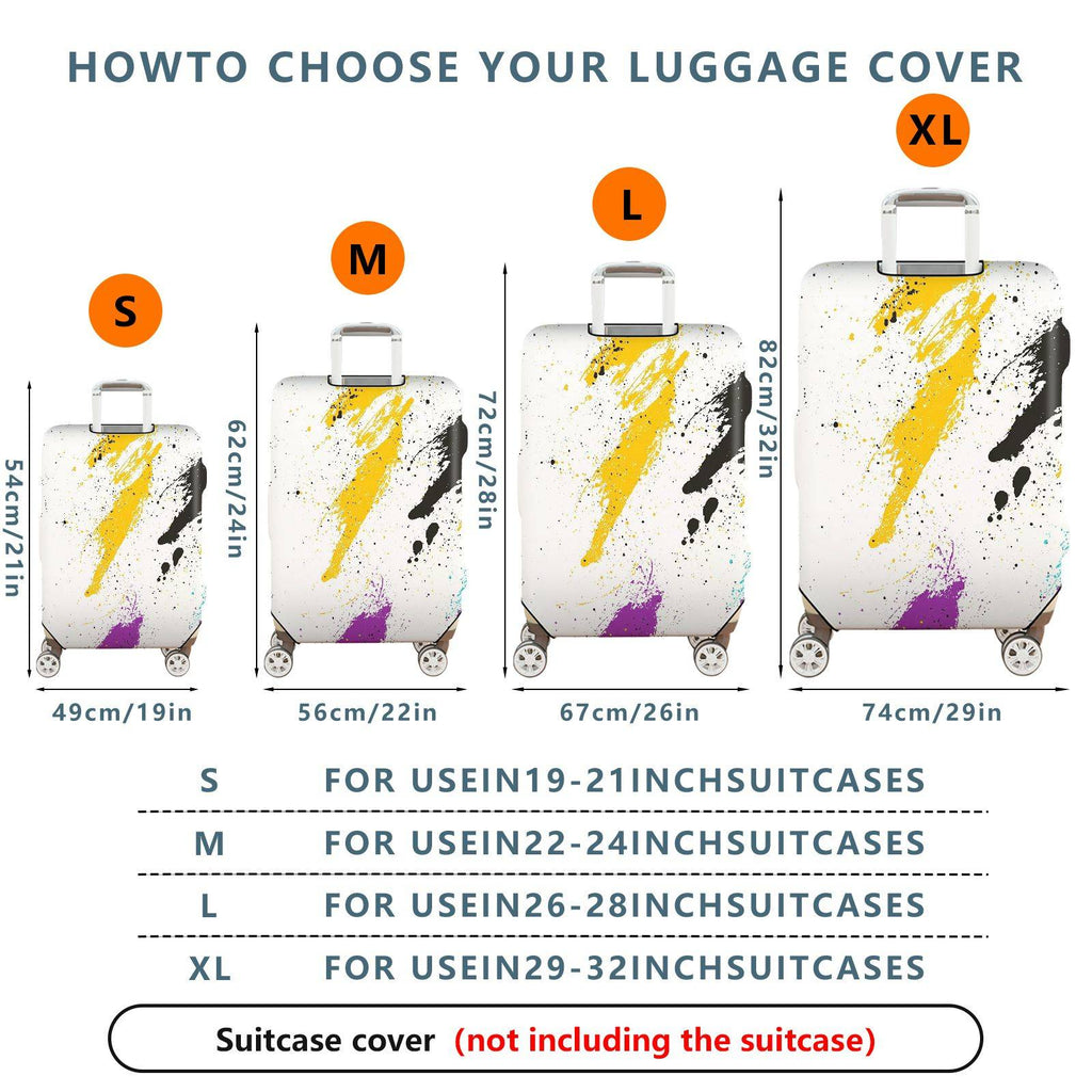 1-Piece Abstract Colorful Paint Splatter Artistic Graffiti Stylish  Suitcase Luggage Cover, Stretch Protective Sleeve