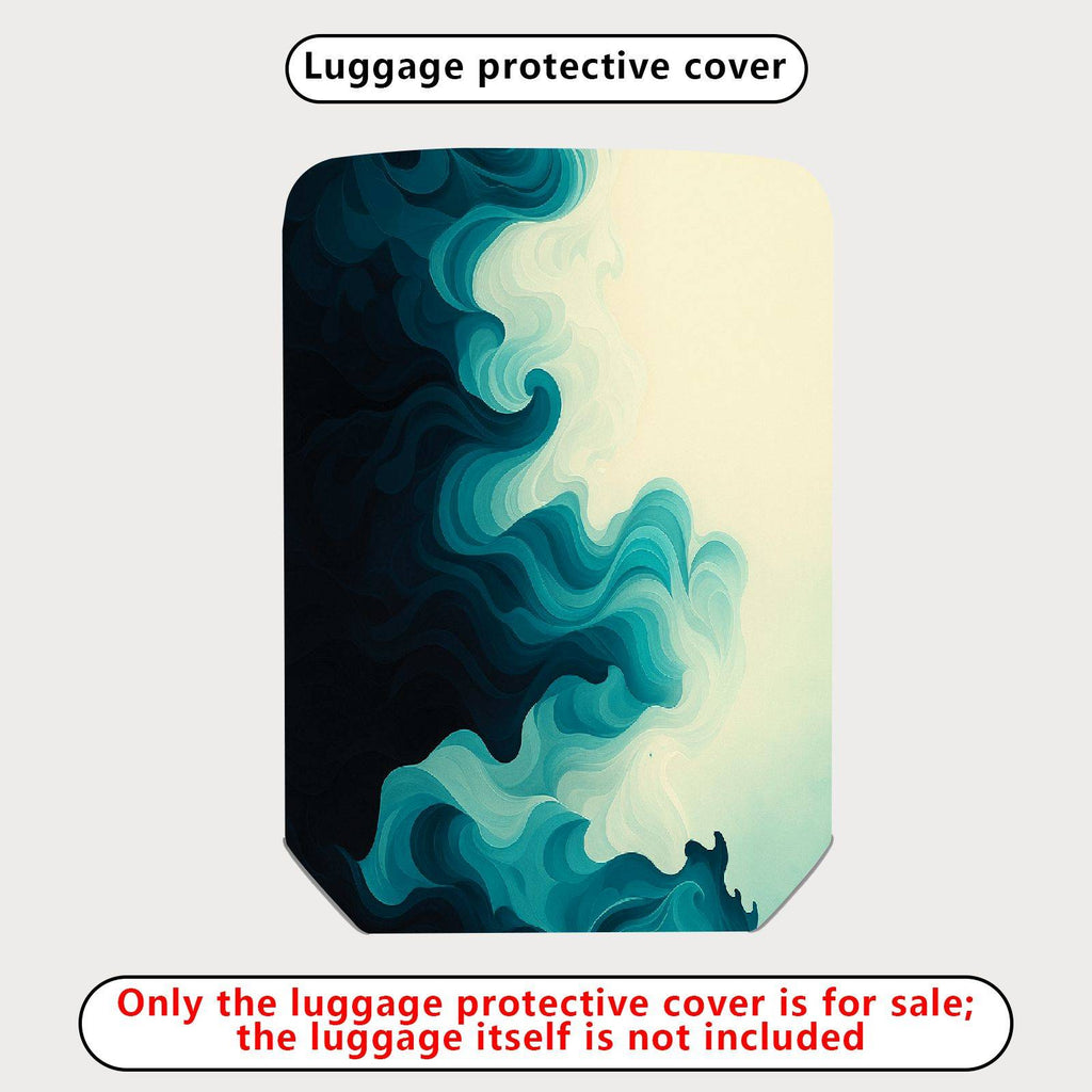 1-Piece Abstract Ocean Waves Artistic Blue Swirl Gradient  Suitcase Luggage Cover, Stretch Protective Sleeve