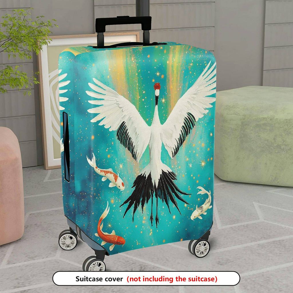 1-Piece Crane Fish Starry Sky Colorful Artistic Nature  Suitcase Luggage Cover, Stretch Protective Sleeve