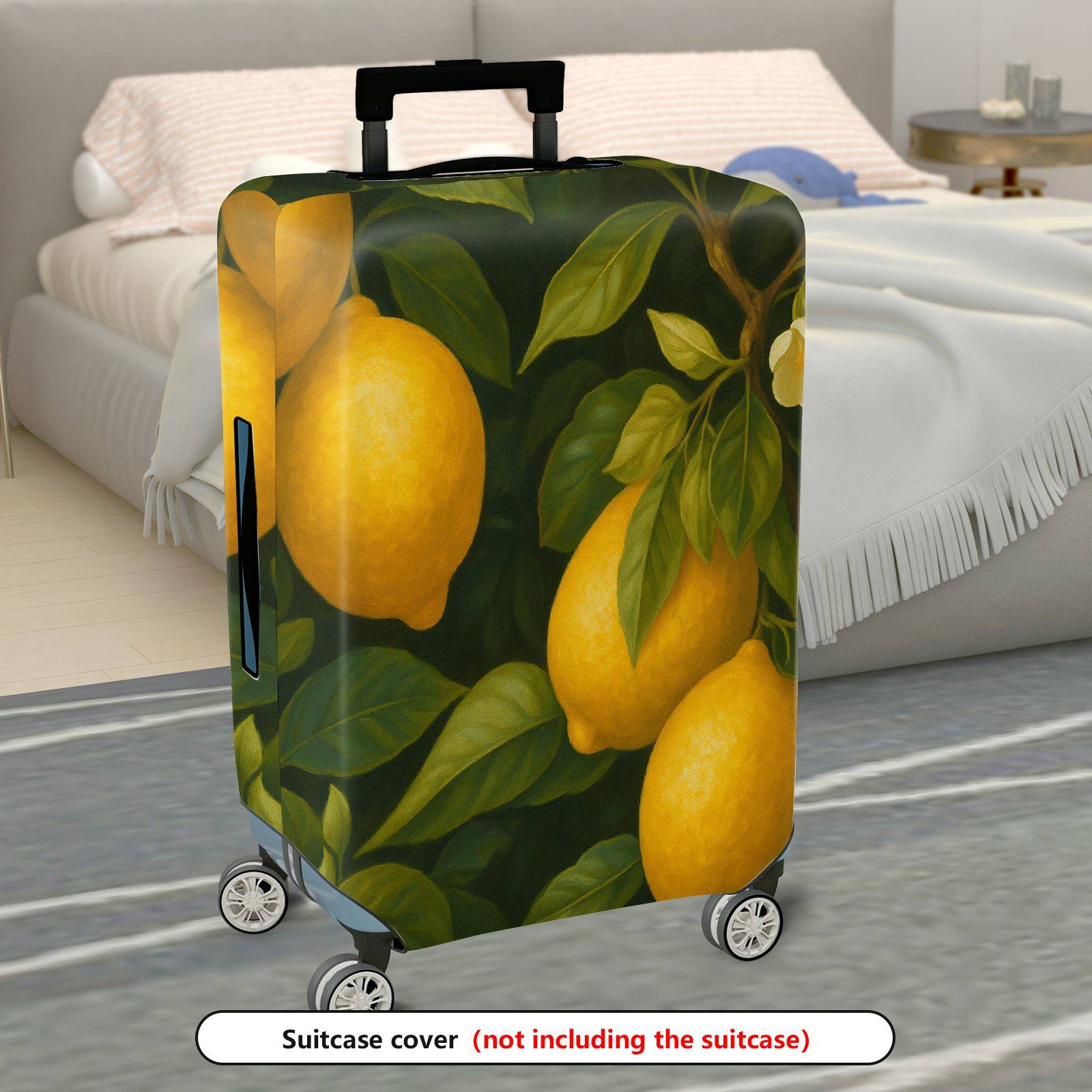 1-Piece Lemon Fruit Nature Green Botanical Artistic  Suitcase Luggage Cover, Stretch Protective Sleeve